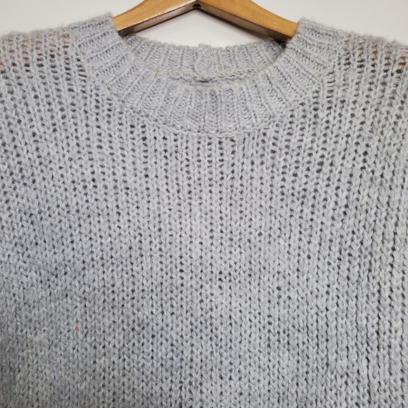 AERIE Blue Striped Chunky Oversided Knit Sweater Crew Neck Size XS - Picture 3 of 9